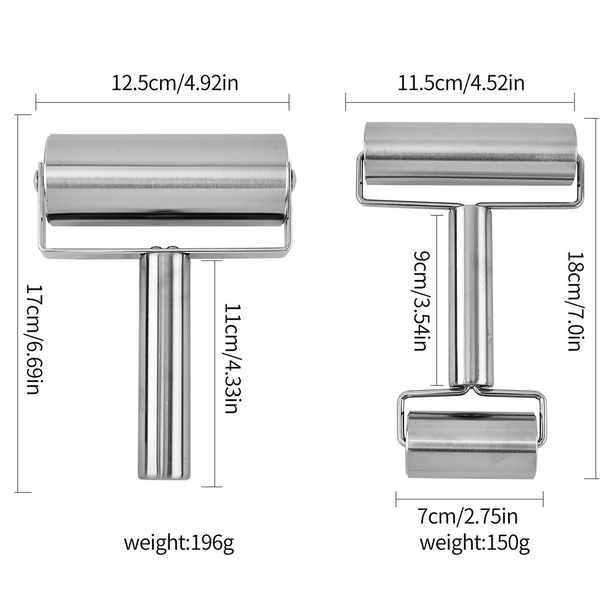 In Stock with Free Shipping Stainless Steel Rolling Pin Kitchen Household Double-Sided Stainless Steel Rolling Pin Roller Multi-Functional Flour Stick