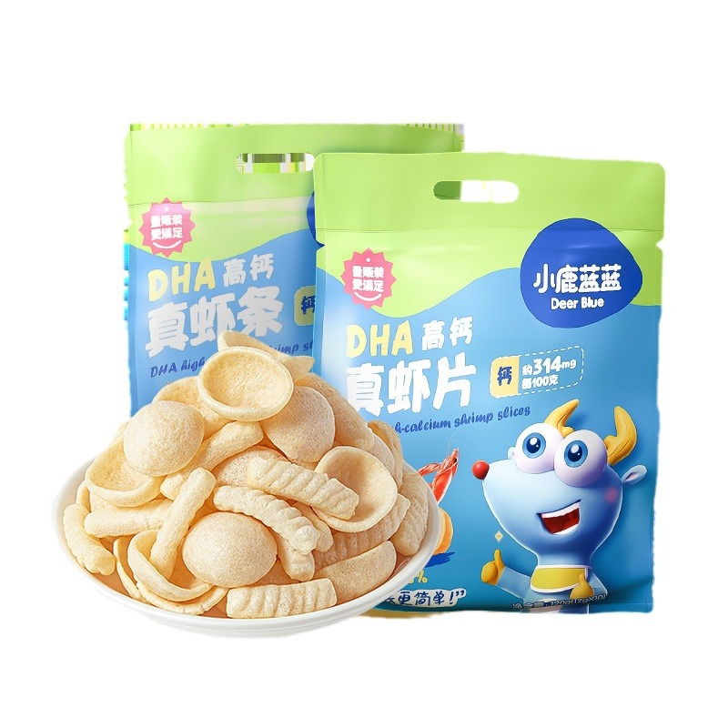 Official Flag Genuine Fawn Blue Dha High Calcium Real Shrimp Crackers 0 Trans Fatty Acid Teething Biscuits Kidsren's Snack Brand
