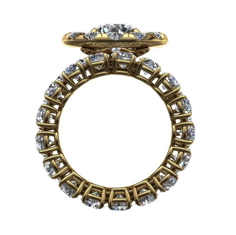 Customized Platinum Pt950 Ring Inlaid with Artificial Laboratory-Grown Diamond Ring Set 18K14K9K Ring