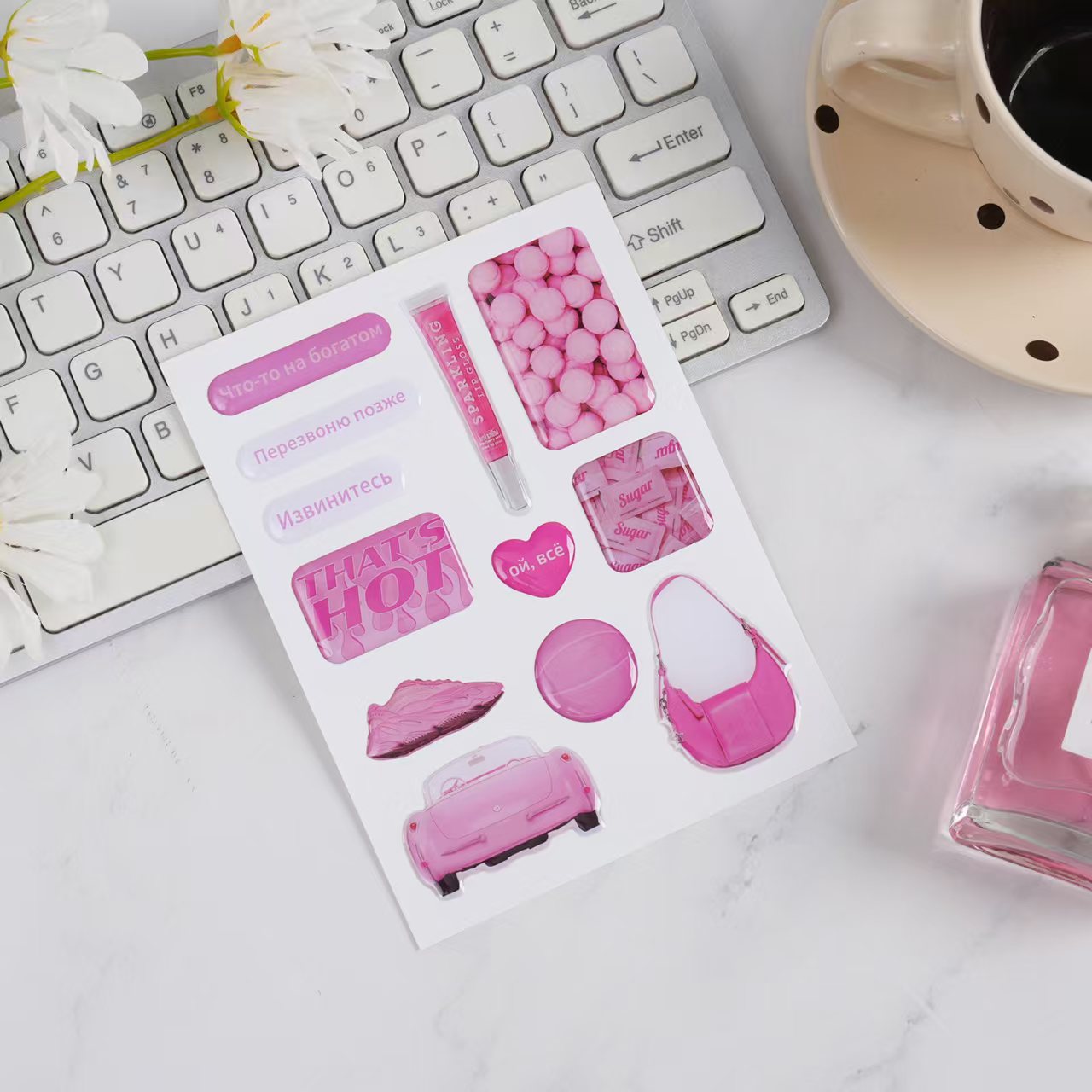 Cartoon Crystal Drip Plastic Self-Adhesive Label 3m Adhesive Drip Sticker Logo Trademark Ins Sticker Waterproof and Durable