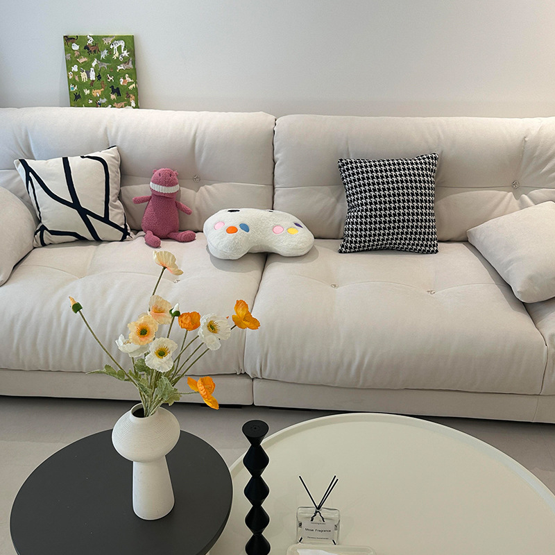French-Style Cream Cloud Straight Sofa for Living Room, Small Apartment, Modern Light Luxury, Simple Internet Celebrity Sailboat Fabric Sofa