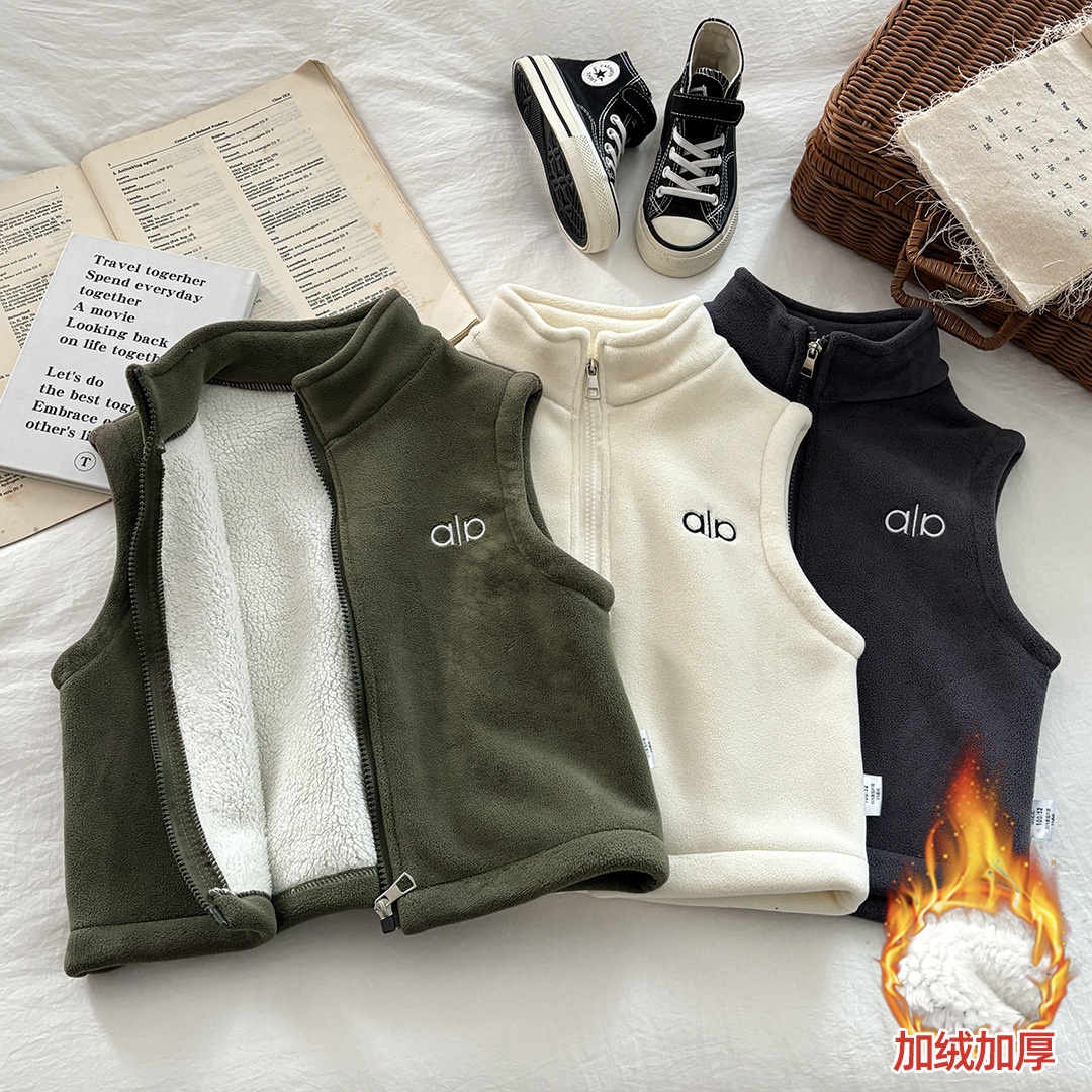 Children's Fleece-Lined Thickened Vest 2025 for Older Children, Warm Vest for Boys and Girls, Autumn and Winter Vest