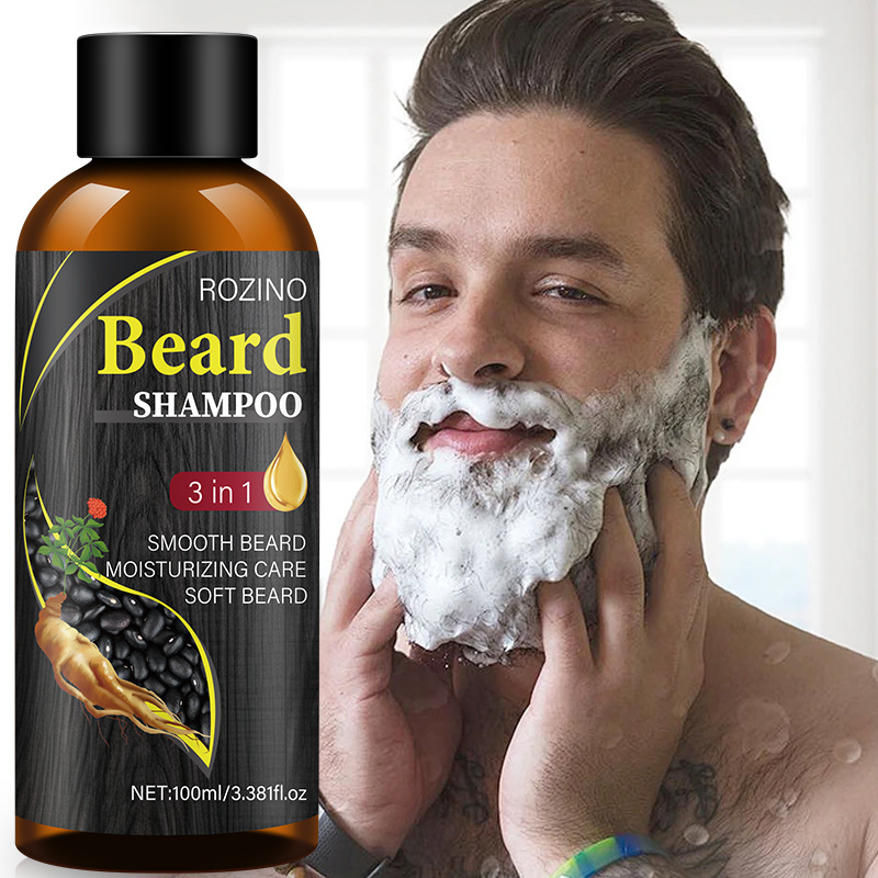 Эксклюзивная продажа женьшеня и черной фасоли, глубокое очищение, освежение, контроль масла и питательный шампунь для бороды оптом