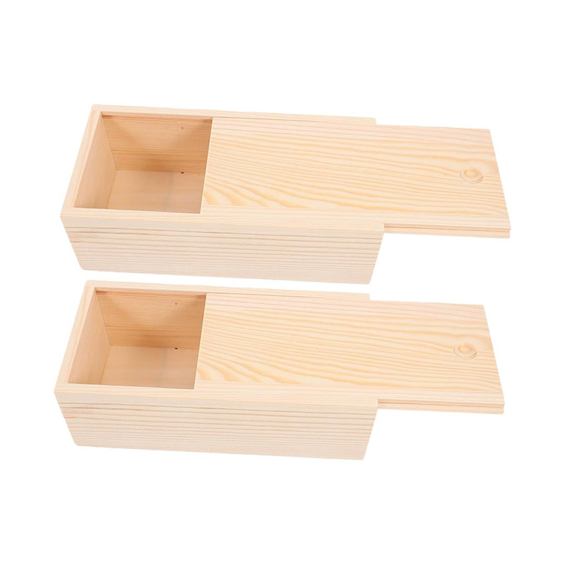 Pull-Out Wooden Box Solid Wood Storage Box Desktop Pine Wood Jewelry Tea Gift Box Wooden Packaging Box