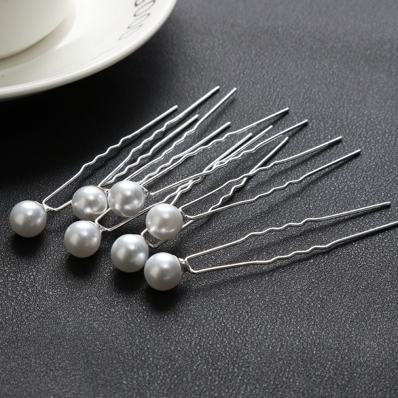 Cross-border European and American hair U-shaped hairpin flower pin selling classic pearl Fork hair accessories bride headdress wholesale