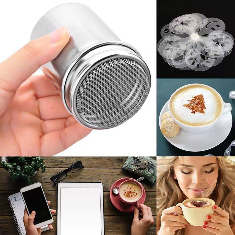 304 Stainless Steel Korean-Style Powder Dispenser Fancy Coffee Cocoa Powder Matcha Sieve Powder Jar Portable