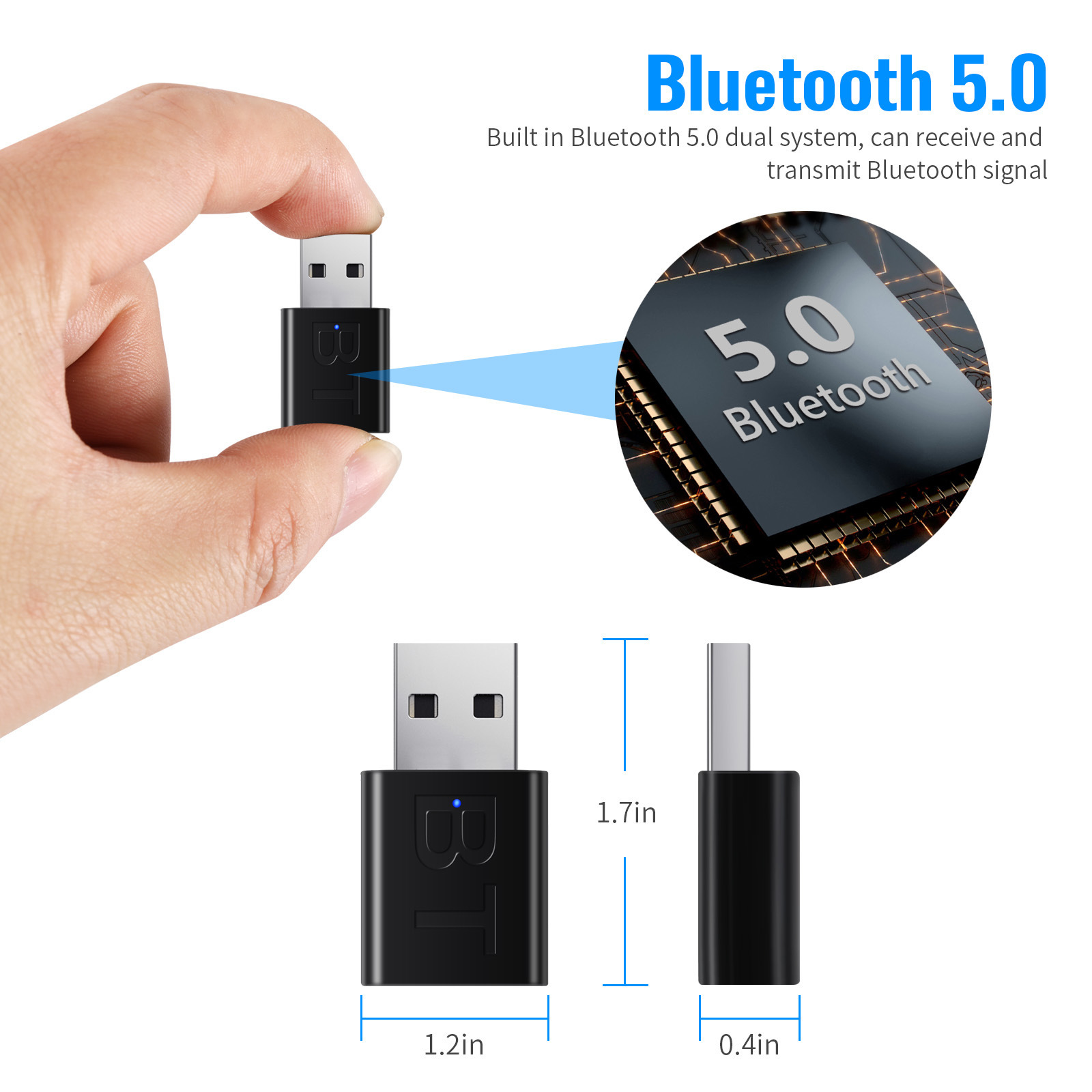 5.0Usb Bluetooth Receiver Speaker Amplifier Aux Audio I Car Wireless Stereo Bluetooth Stick Adapter