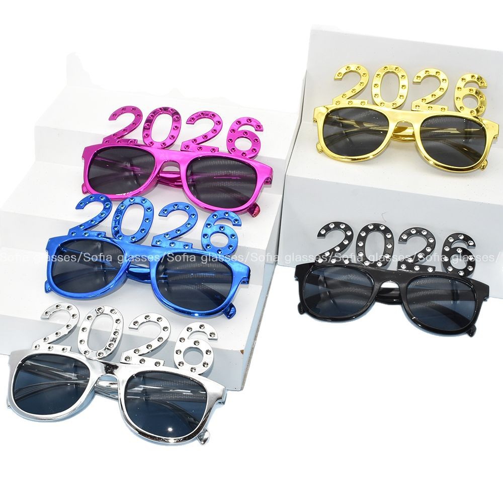 2026 Digital Glasses Box Plated Diamond Decoration Glasses Party New Year Christmas Party Festival Props Glasses