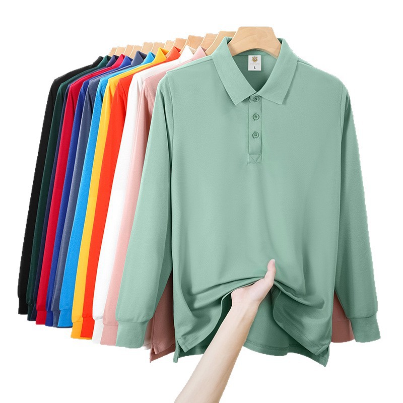 Polo Shirts with Logo Printed, Long-Sleeved Company Team-Building Long-Staple Cotton Workwear, Embroidered Advertising Event Collared Wholesale Work Uniforms