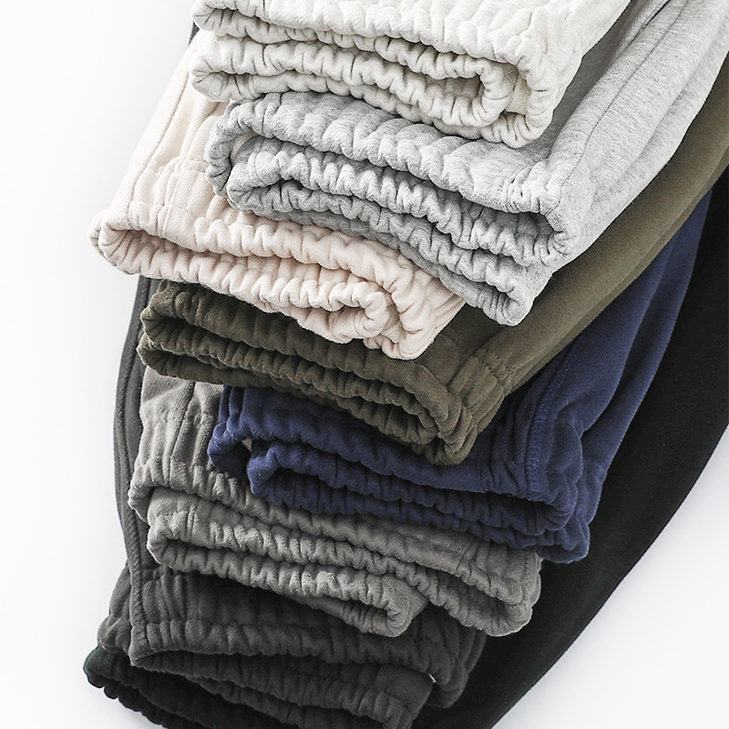 Add velvet pants 480g heavy long couples casual loose national tide sanding thick solid color toe sports pants