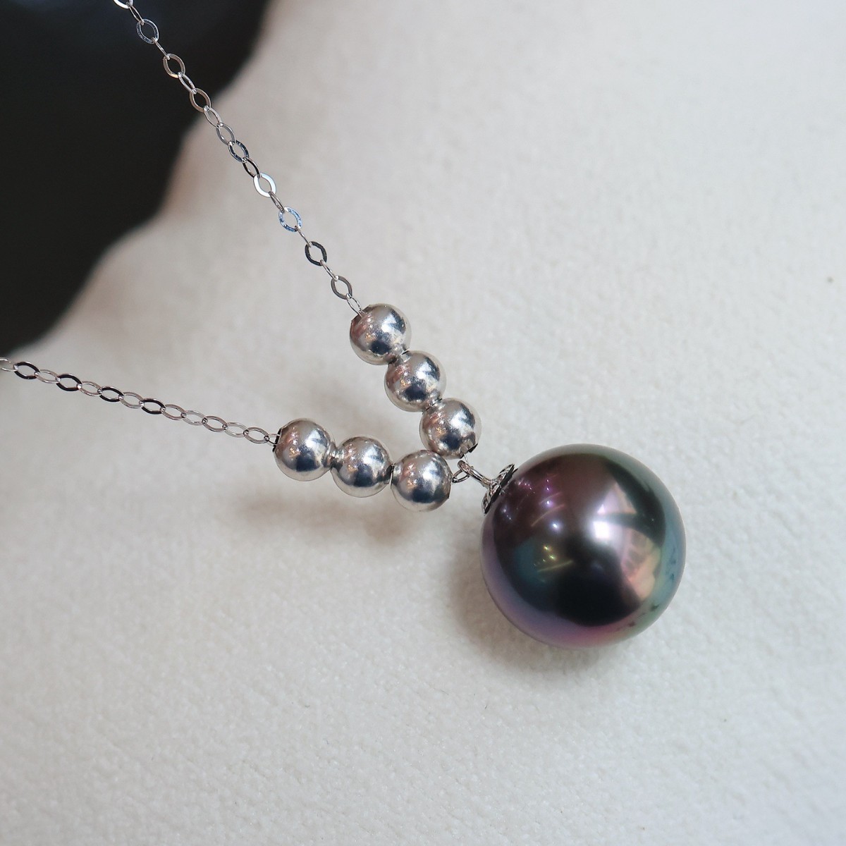 Pt900 Platinum Accessories "Lucky 6 + 1" O-Shaped Chain Necklace Figure with 9-10mm 7060Lp