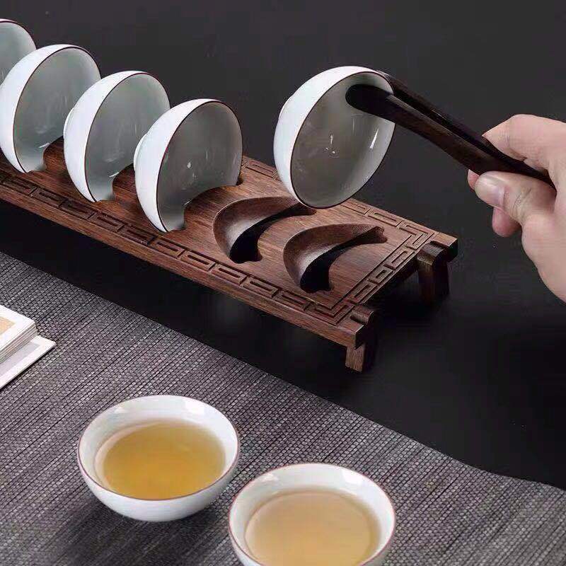 Bamboo Heavy Bamboo Tea Cup Rack Wooden Household Kung Fu Tea Set Tea Ceremony Accessories Creative Simple Handmade Cup Drying Rack