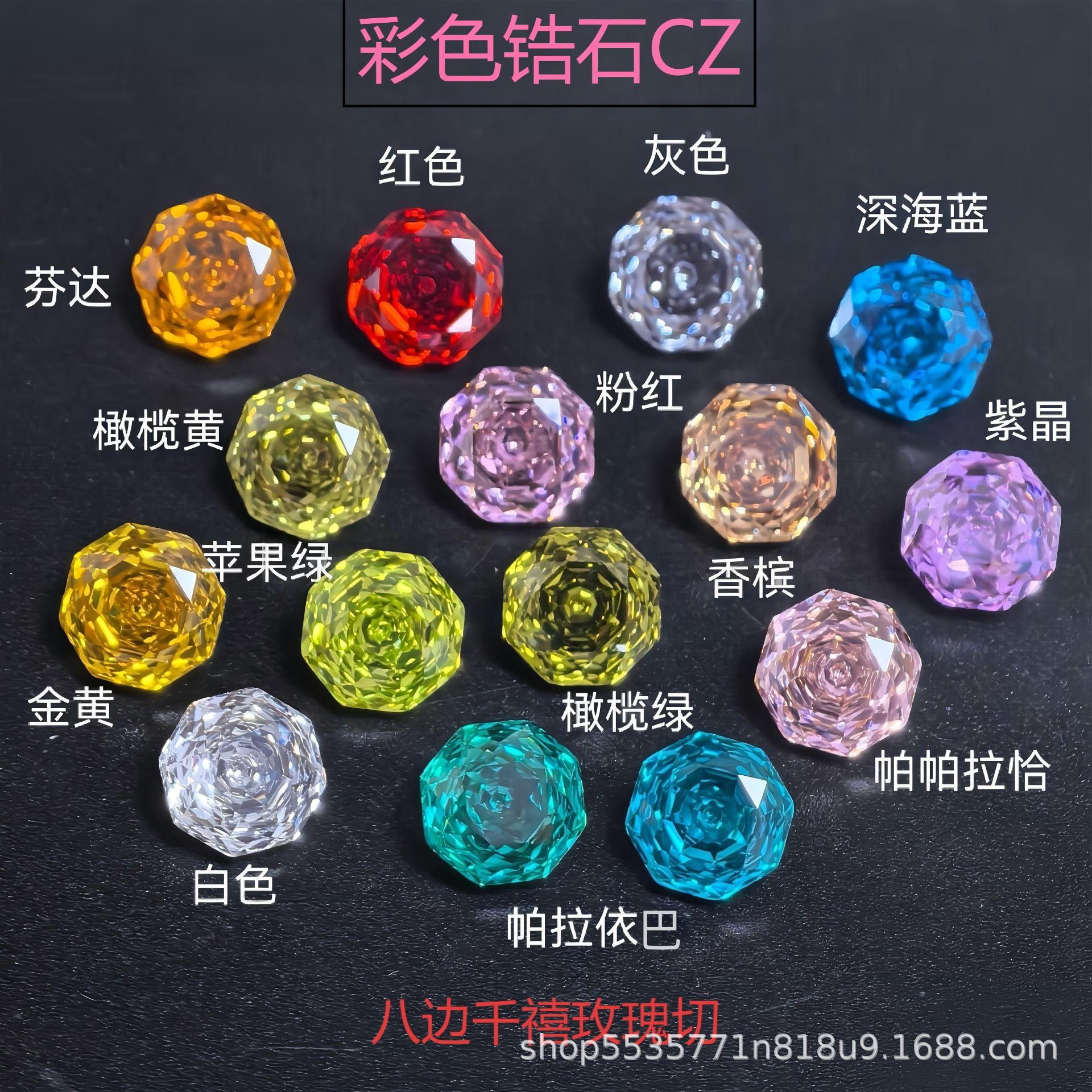 Manufacturer Wholesale Colored Octagonal Millennium Rose-Cut Zircon 4×4--12×12mm High-Carbon Diamond Zirconium Oxide Loose Stones