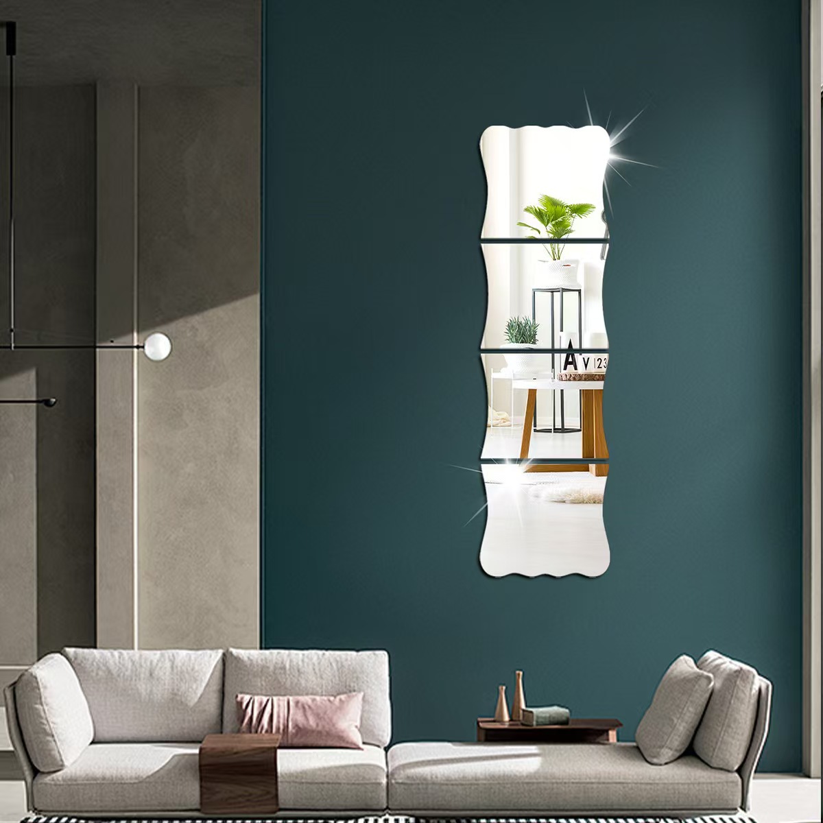Acrylic Mirror Wall Stickers, Four Multi-Sided Mirrors, Morandi Bedroom Cross-Border Decoration, Three-Dimensional Soft Mirrors