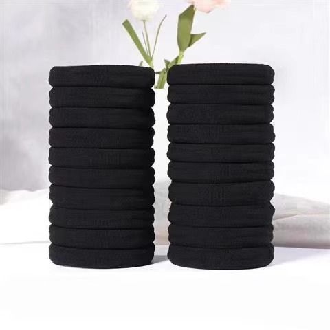 Hair Rope Hair Band Rubber Band Women's High Elastic and Durable Thick Black Cyber Celebrous Hair Rope Ponytail Simple Leather Cover