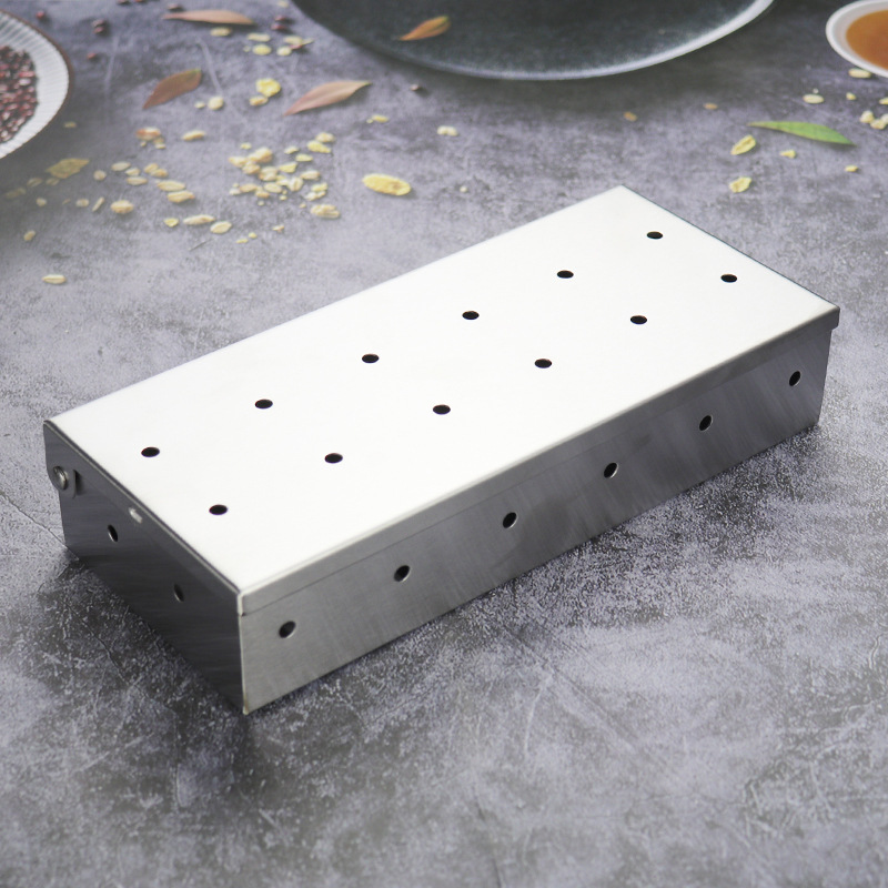 Stainless Steel Smoked Box Outdoor Barbecue Barbecue Thickeneded Bacon Box Fruit Wooden Box Bbq Spice Box Barbecue Tools