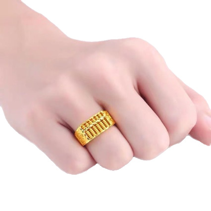 High Imitation Gold Plated Abacus Ring Men's Fashion Lucky Ring Opening Adjustable Gold Ring