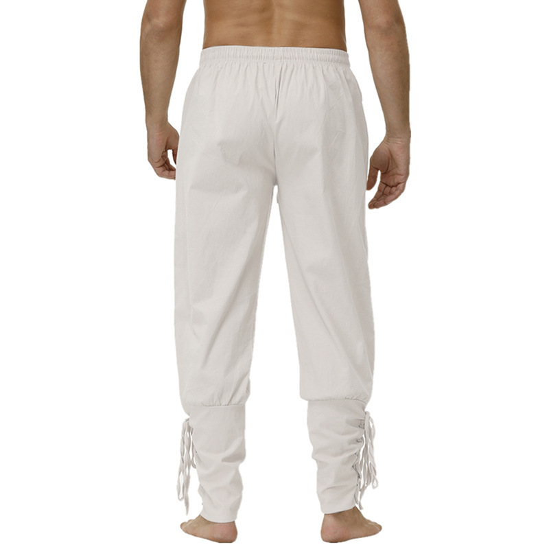 Medieval Performance Strappy Pants, Renaissance Style Stage Drama Clothing Long Pants, Pure Color Men's Pants