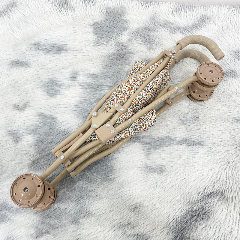 Vintage Ins Nordic Style Toy Baby Walking Artifact Cute Small Floral Doll Cart Simulation Baby Carriage