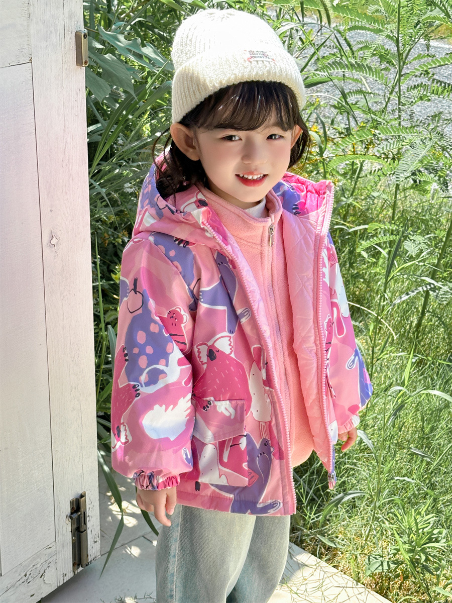 2025 New Boys' Jacket Autumn and Winter Clothing Children's Baby Cotton-Padded Warm Hooded Cartoon Stylish