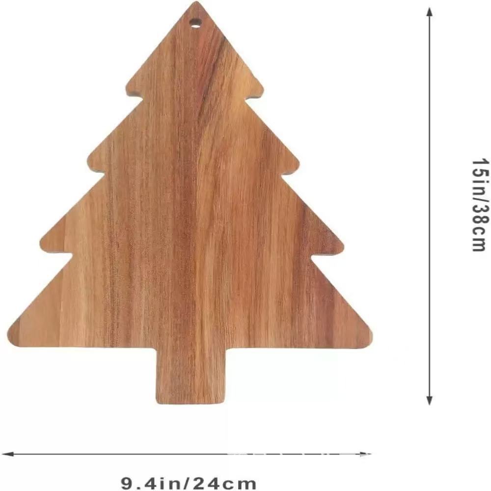 Wooden Christmas Tree Tray Steak Pizza Deli Fruit Vegetable Cheese Plate Kitchen Cutting Board Snack Platter