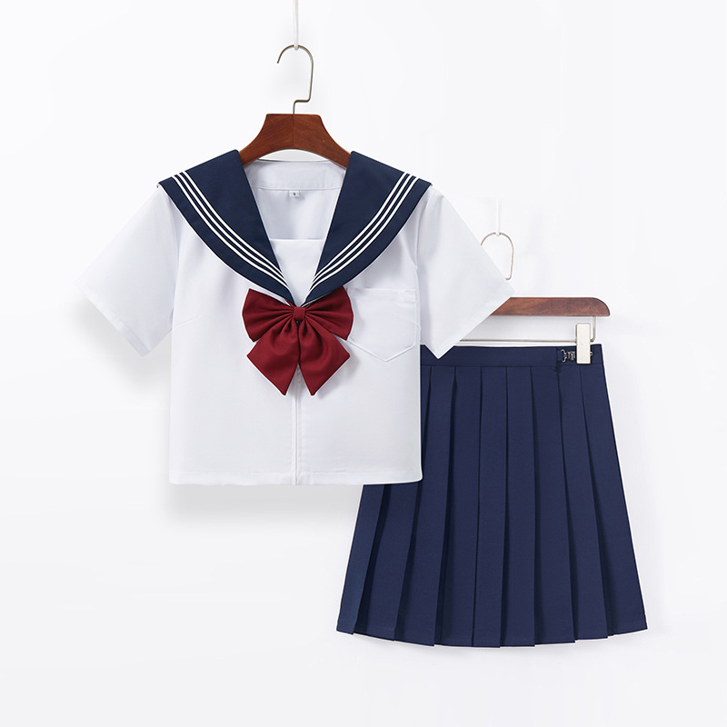 Factory supply blue collar white three jk uniform skirt suit long sleeve Japanese orthodox basic suit college style