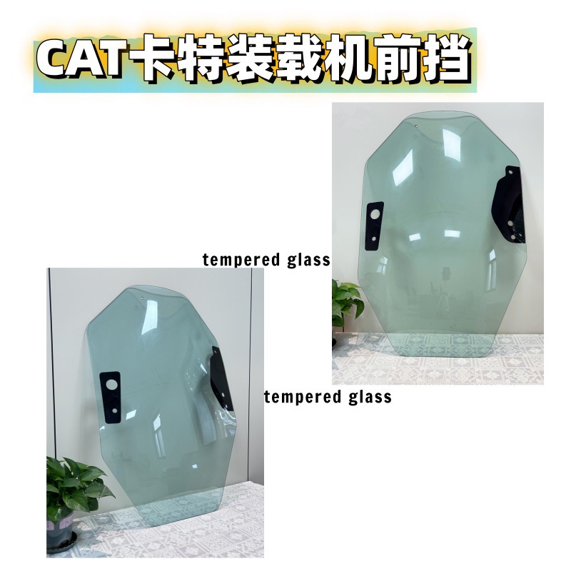 Cat Engineering Vehicle Snowplow Loader Front Tempered Glass Front Windshield