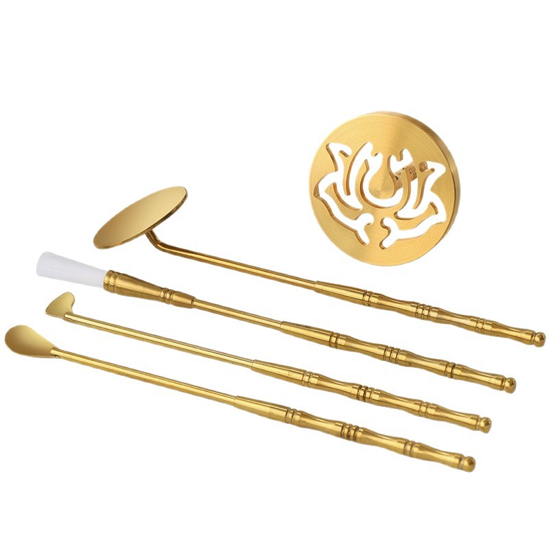 Brass Incense Tools Set Wholesale Incense Seal Incense Stamp Incense Burner Ash Spoon Incense Brush Set Wholesale
