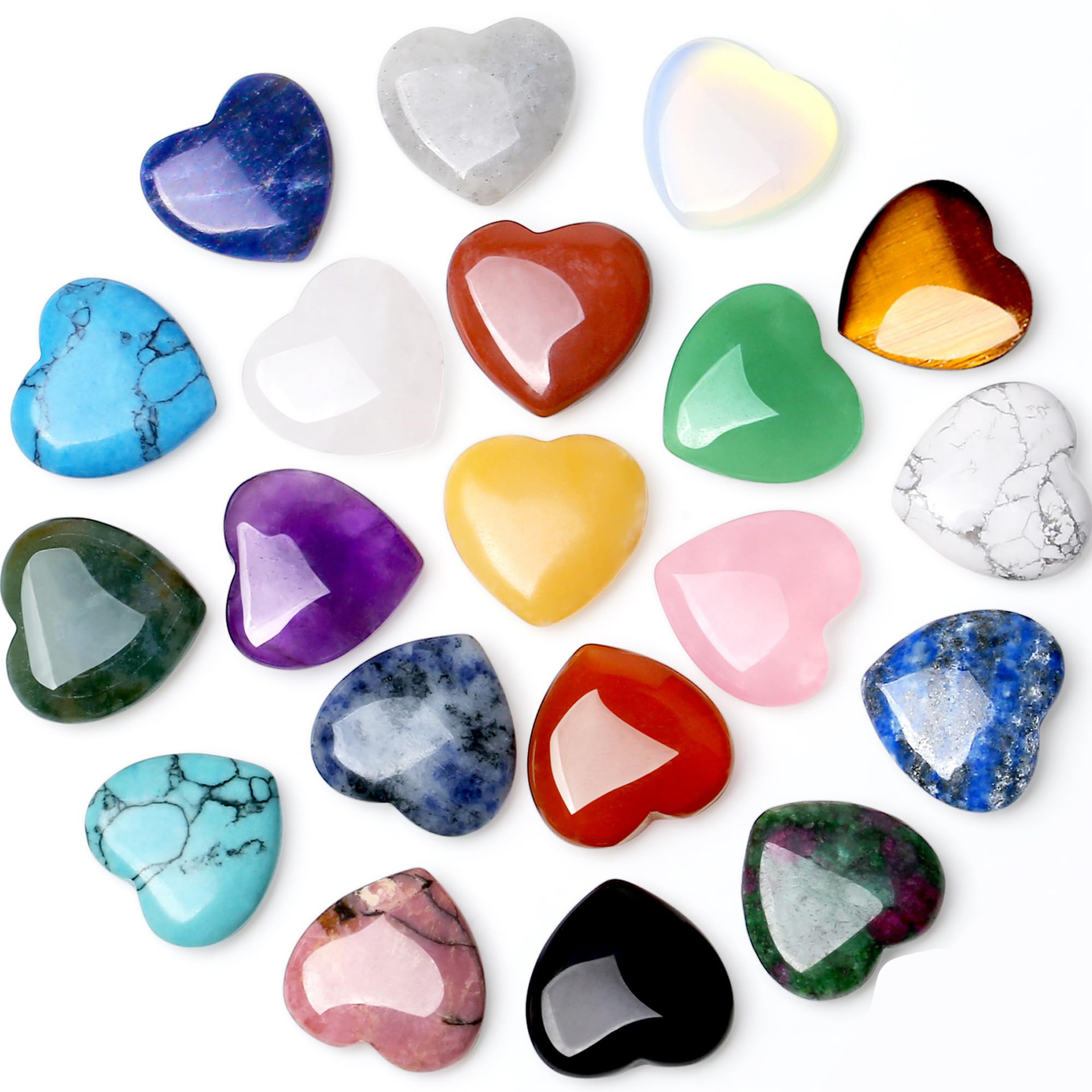 Natural Crystal 20mm Rose Quartz Love Heart Natural Crystal Large Quantity Favorable Honeysuckle Heart-Shaped Cross-Border