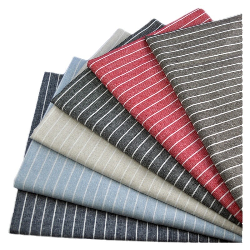 Factory wholesale clothing fabric polyester cotton hemp striped blended yarn-dyed woven tablecloth curtain linen fabric 010