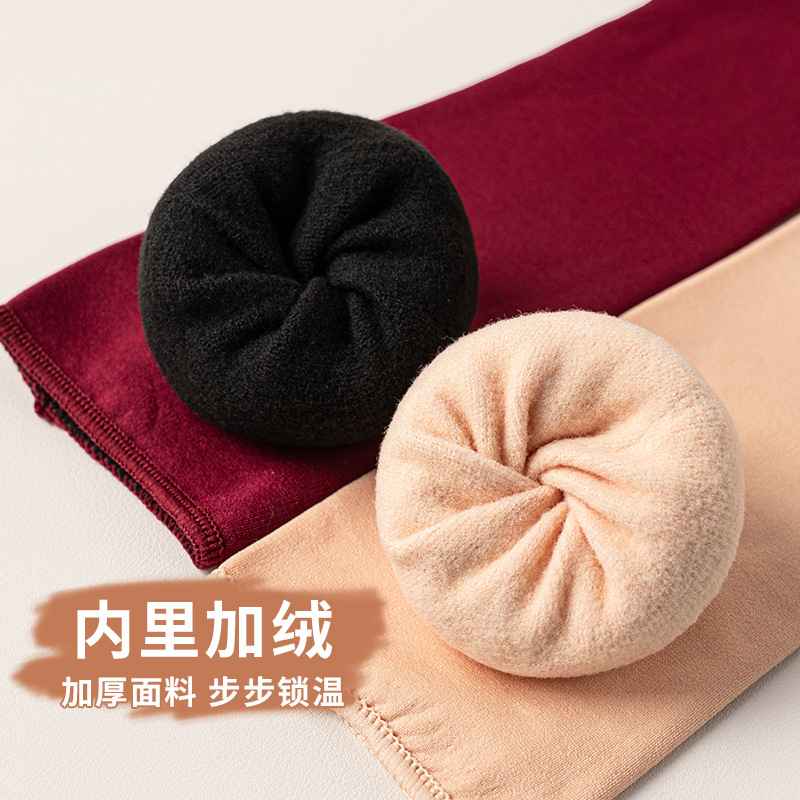 Snow Socks for Women, Fleece-Lined and Thickened Floor Socks for Autumn and Winter, Cold-Proof and Warm, Self-Heating, Flesh-Colored Mid-Calf Socks Wholesale