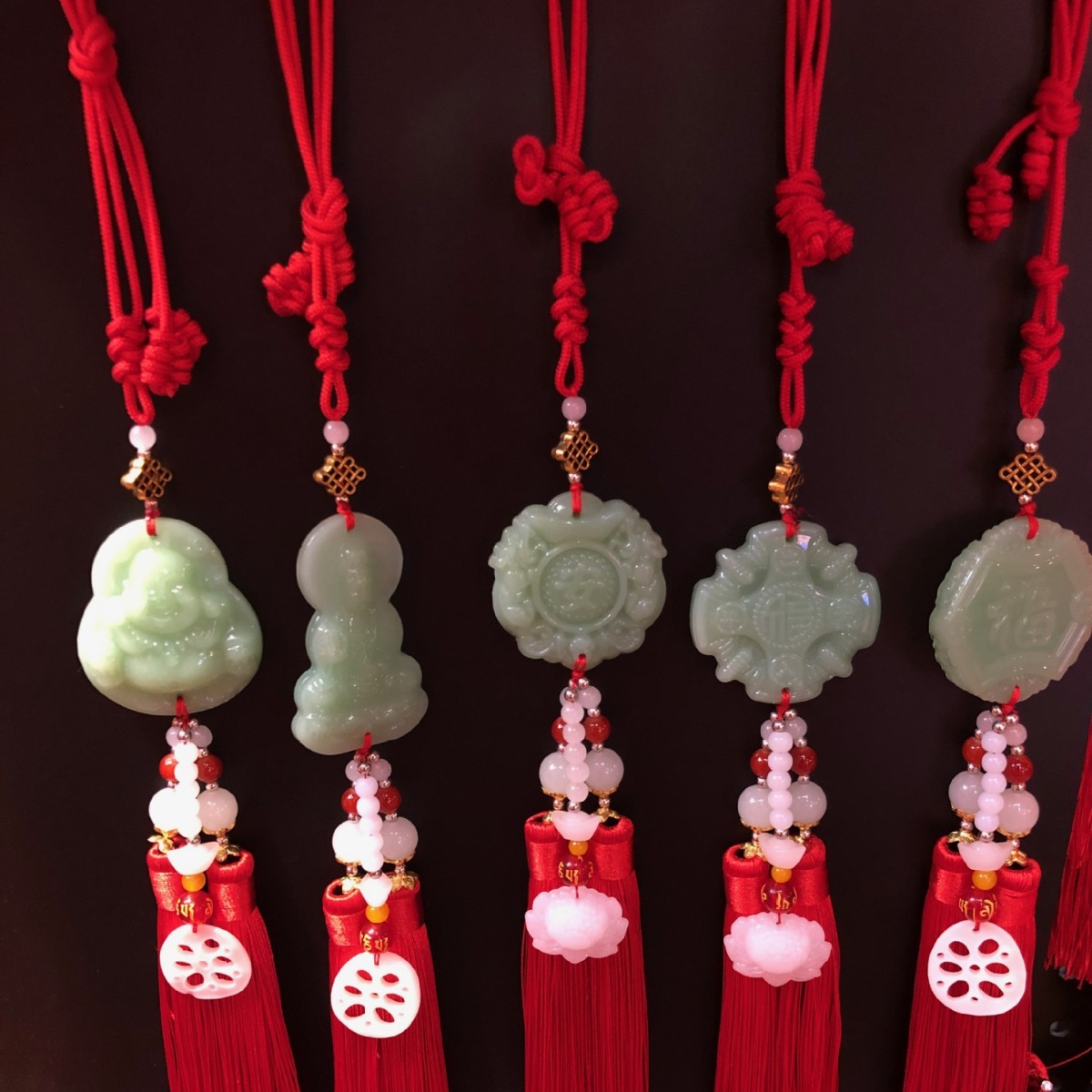 Six-Character Mantra Ingot Lotus Root Slices Imitation Jade Smooth Sailing Wealth Pixiu Buddha Guanyin Car Pendant for Attracting Wealth