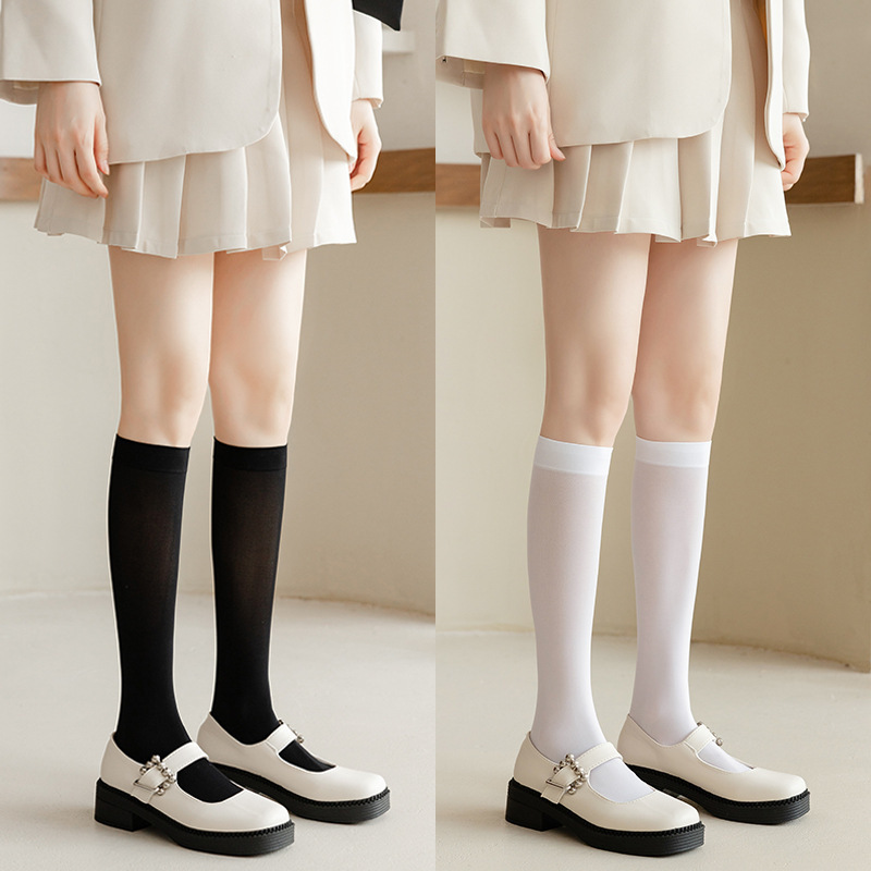 【Dropshipping】Velvet Calf Socks Jk Style Mid-Calf Over-The-Knee Socks Spring, Autumn, and Winter Thin Short Socks Knee-High Socks