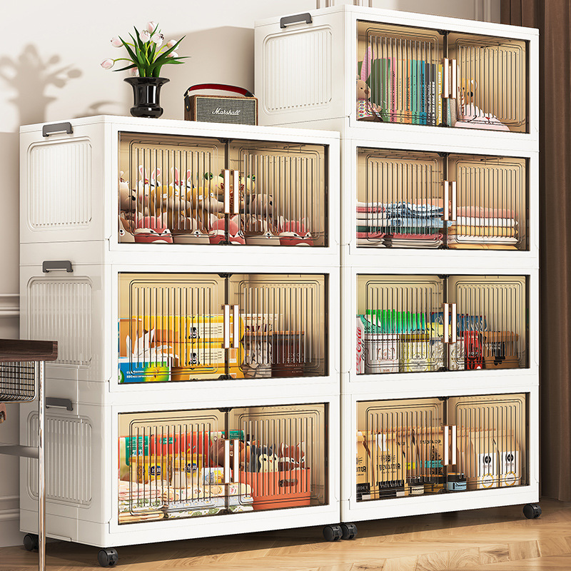 40-80 Wide Foldableing Storage Cabinet Household Multi-Layer Storage Rack Installation-Free Plastic Baby and Kidsren's Toy Storage Cabinet