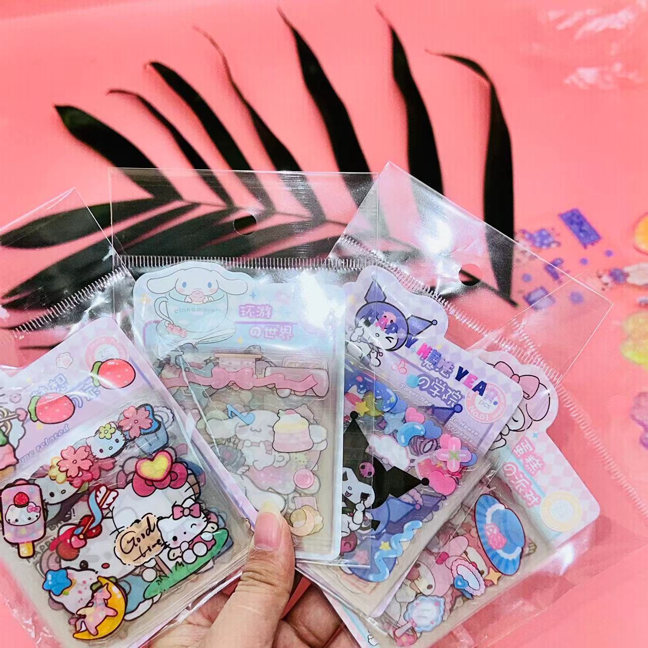 SAN Rieu Sticker Pattern DIY Sticker New Cute High Color Value Sticker Transparent Bottom Decorative Sticker Ins Cartoon