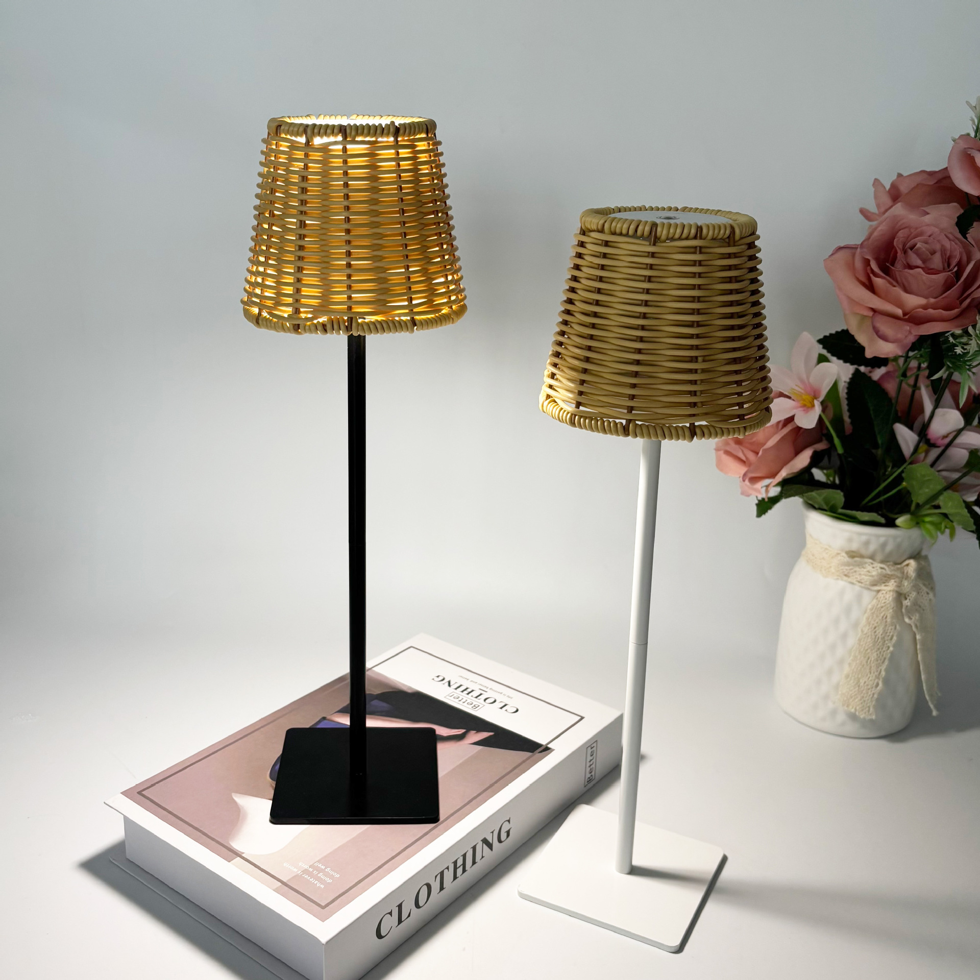 Amazon USB Rechargeable Table Lamp Retro Rattan Atmosphere Table Lamp Southeast Asian Style Tatami Living Room Bedroom Led