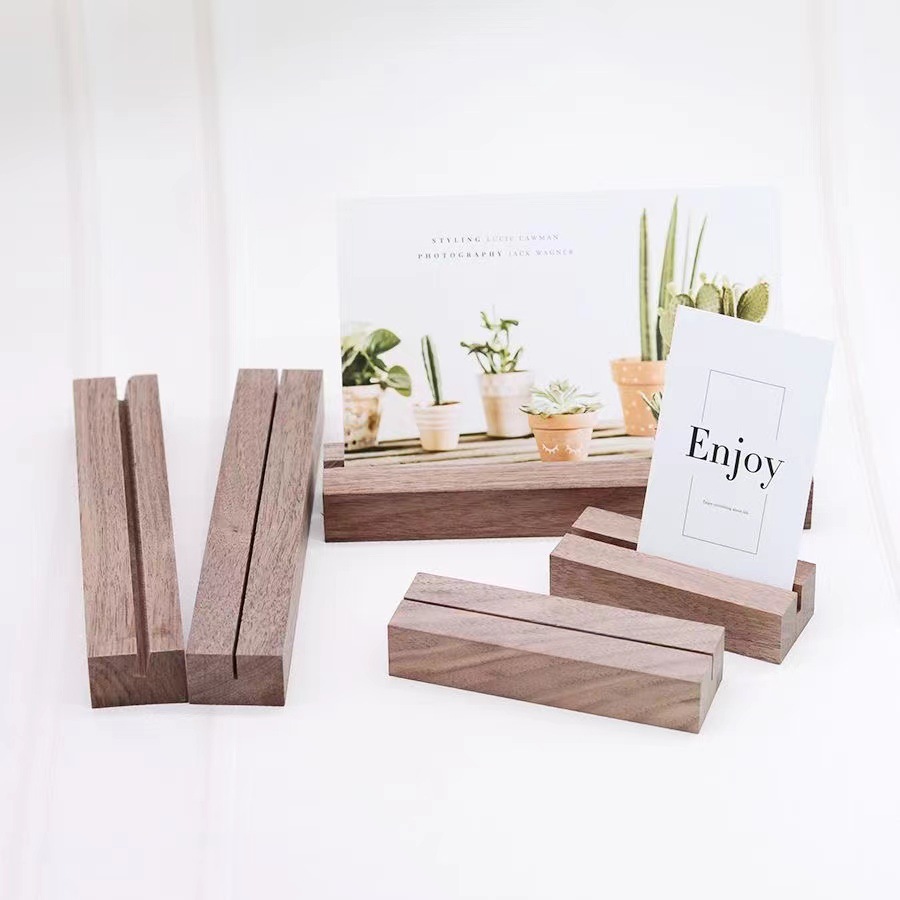Solid wood postcard base desktop photo holder card holder wooden note holder desk calendar base price sign bracket