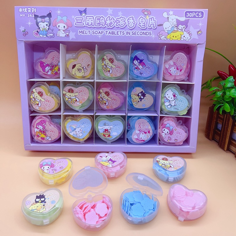 Мультяшные мыльные таблетки в форме сердца, портативные, для детей