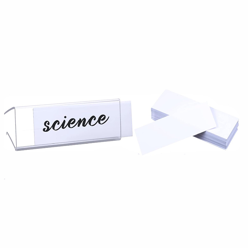 in stock Amazon transparent plastic profile wood board price tag PVC price tag with paper shelf price clip