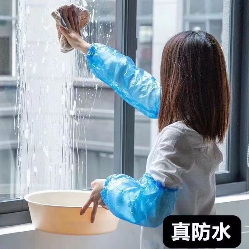 Disposable Sleeves Thickeneded Waterproof Pe Plastic Sleeves Kitchen Catering Oil-Proof Sleeves Work Anti-Dirty Hand Sleeves