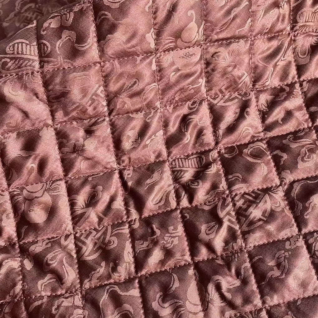 Silk Jacquard Quilted Wool Silk Satin Thickened Thermal Lining Autumn and Winter High-End Lining Fabric