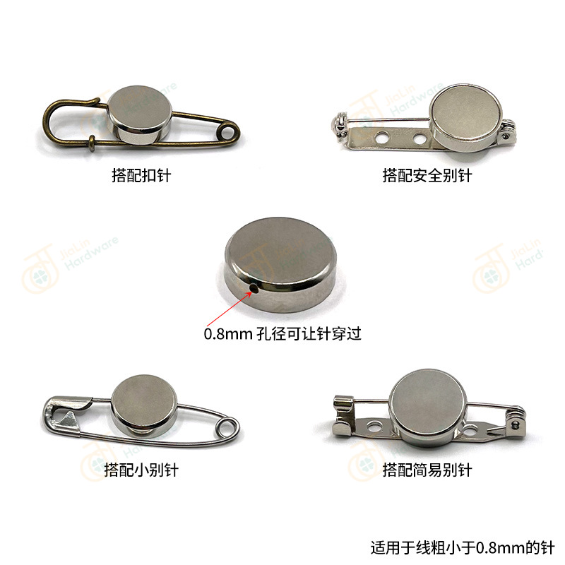 Оптовая продажа магнитной круглой булавки из цинкового сплава, магнита для холодильника, двойного назначения, новые аксессуары для груди