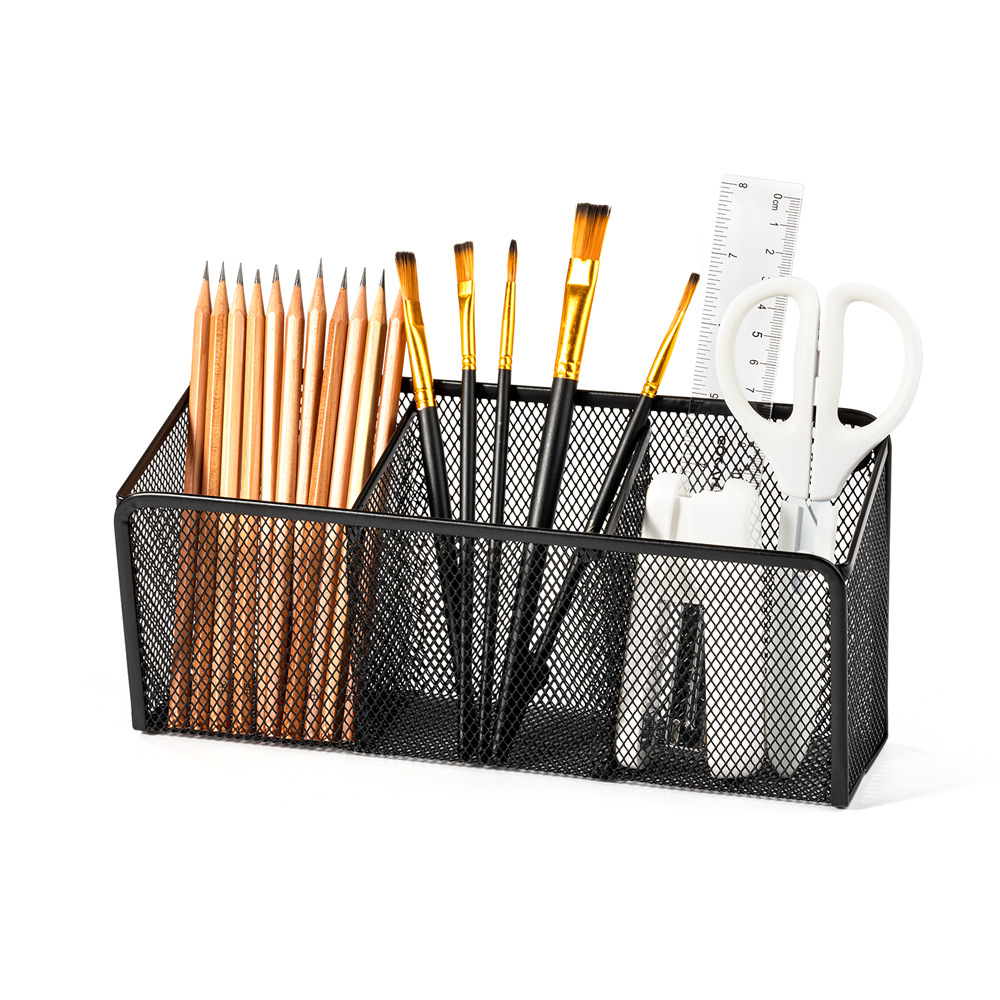 New multi-grid storage box metal desktop storage box cosmetics organizing box rectangular simple pen holder storage box