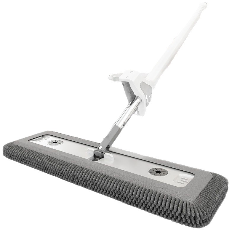 Chenille Hands-Free Flat Mop for Home Use, Lazy One-Step Clean, Dual-Use for Dry and Wet, Long-Bristle Absorbent Mop