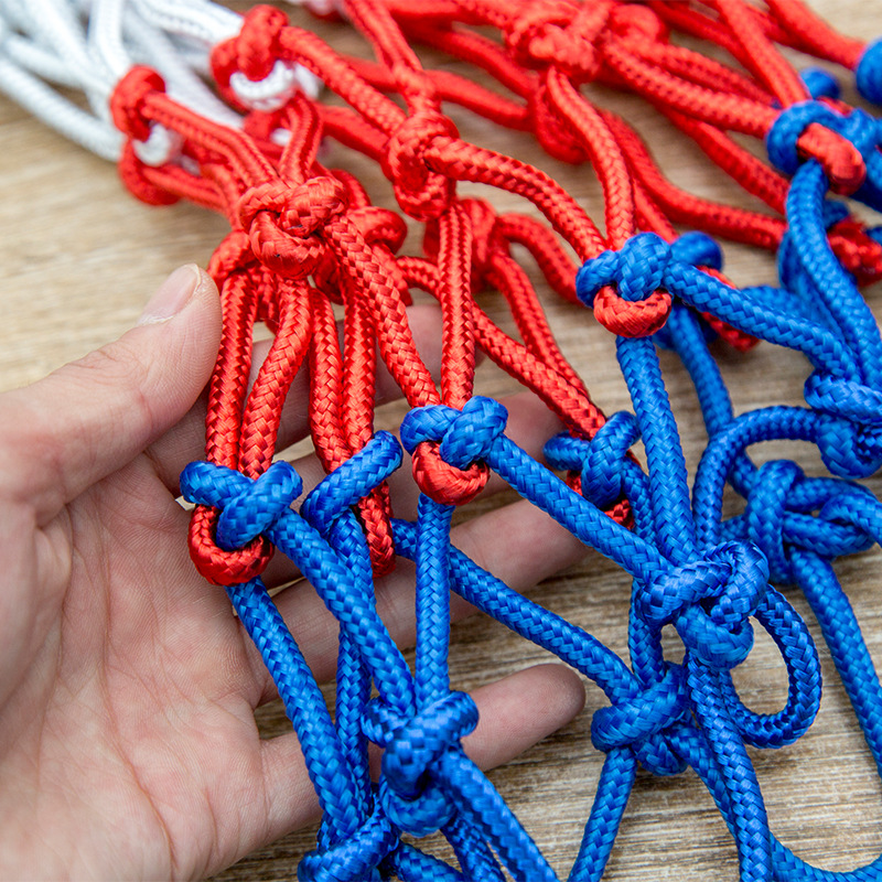 Basketball net source manufacturers wholesale polyester bold standard basketball frame net children's net three-color basketball frame net