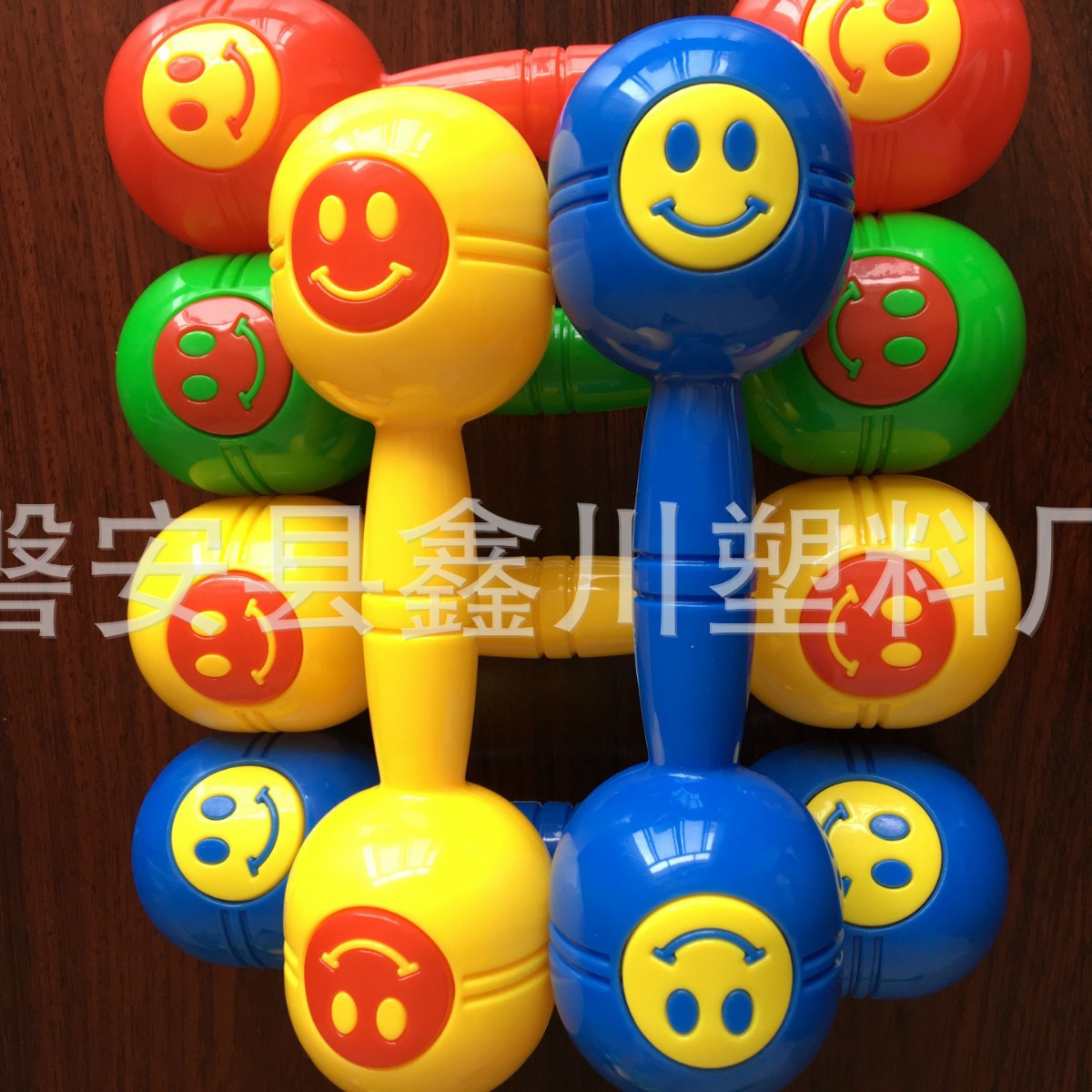 Special Wholesale Kindergarten Children's Toys New Fitness Audio Smiling Face Plastic Dumbbell Dance Supplies