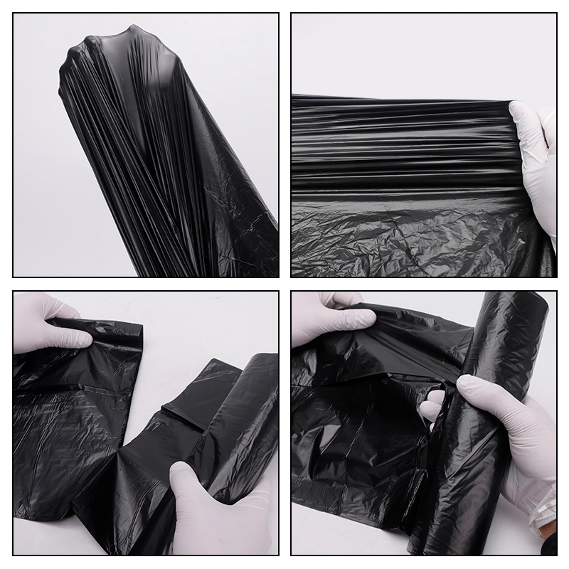 Black household garbage bags point-and-break flat-mouth property catering disposable large and medium-sized small size plastic bags 1 roll 20