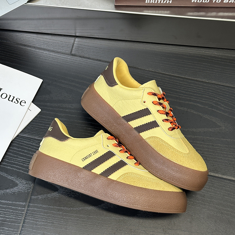 6614 Thick-Soled Moral Training Shoes for Women 2025 Spring New Casual Sneakers with Double Shoelaces, Versatile, Comfortable, Sports Low-Cut