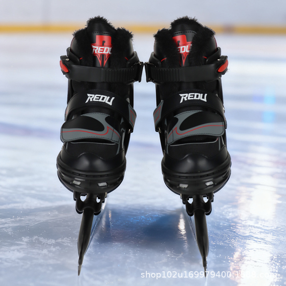 Hot Glare Steel Frame Ice Skates for Children, Speed Skating Steel Support Skates, Adjustable Size, Beginner Speed Skating Shoes, Outdoor