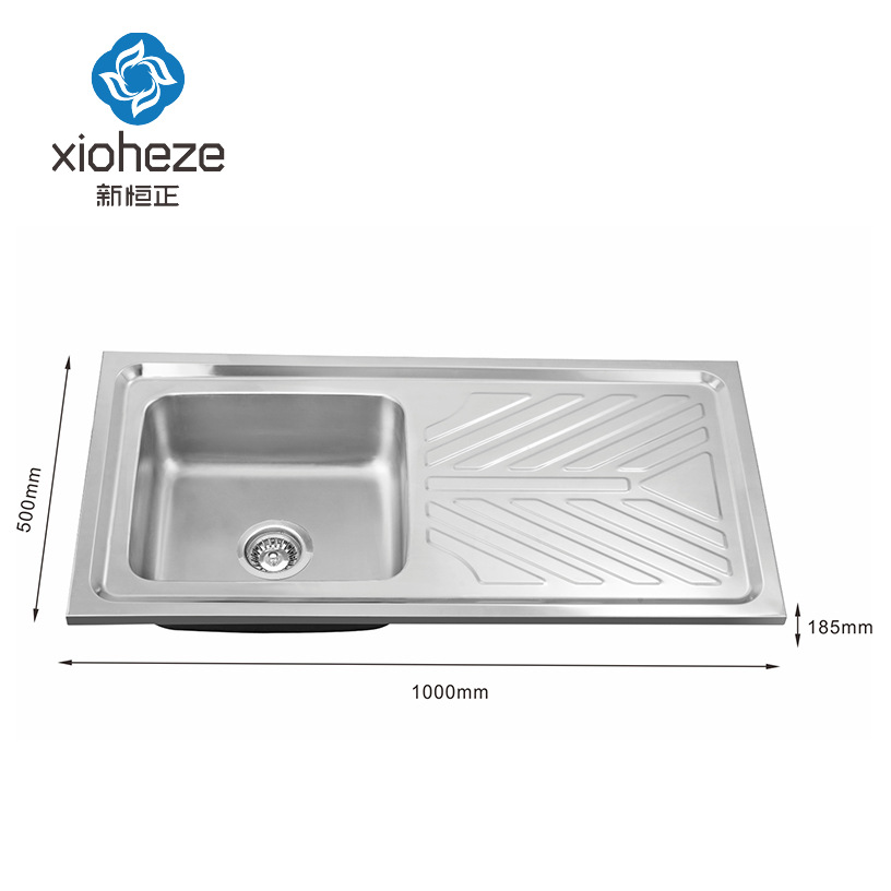 Cross-border source stainless steel 10050 single sink with plate American kitchen dish basin thickened brushed kitchen sink